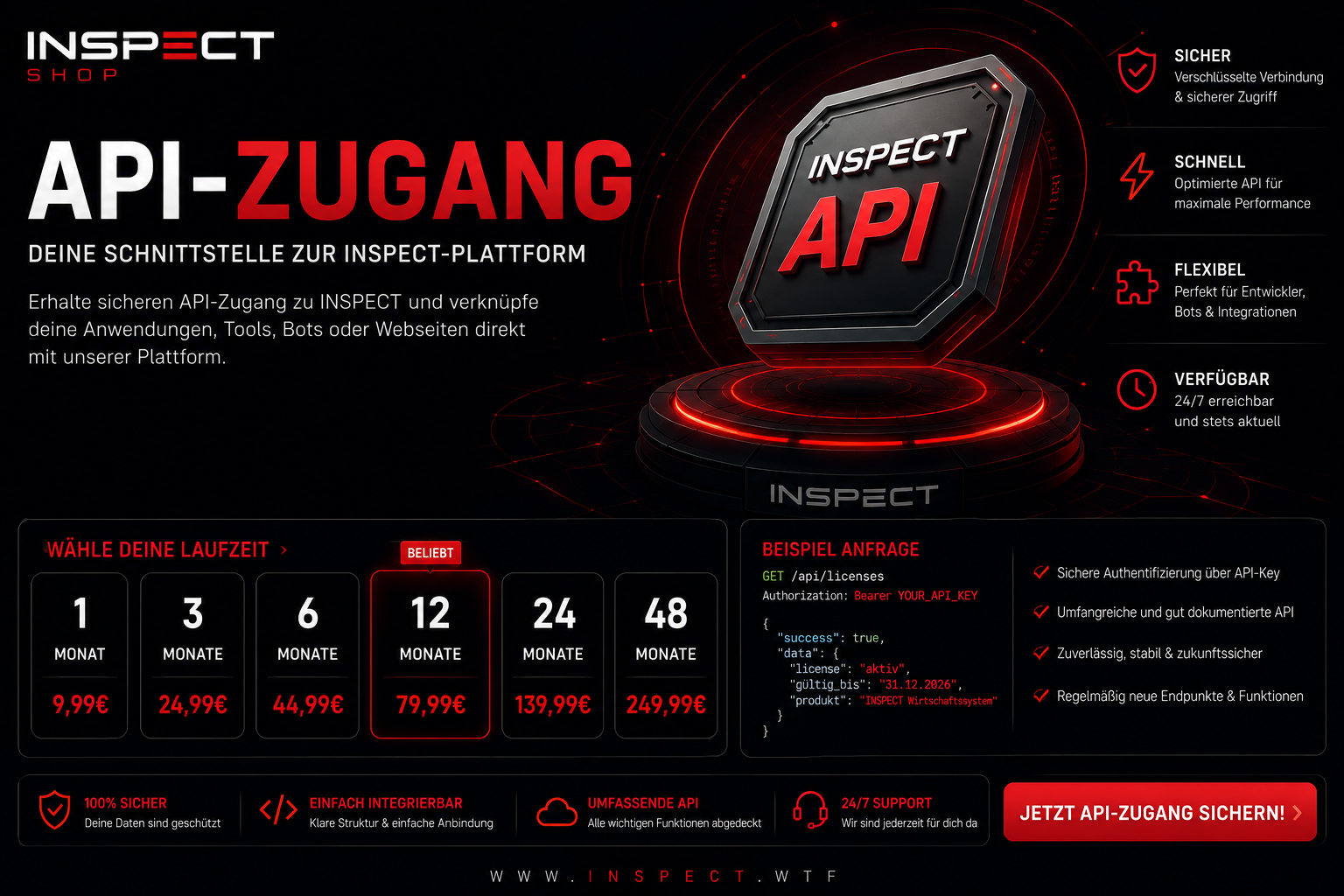 INSPECT API Zugang