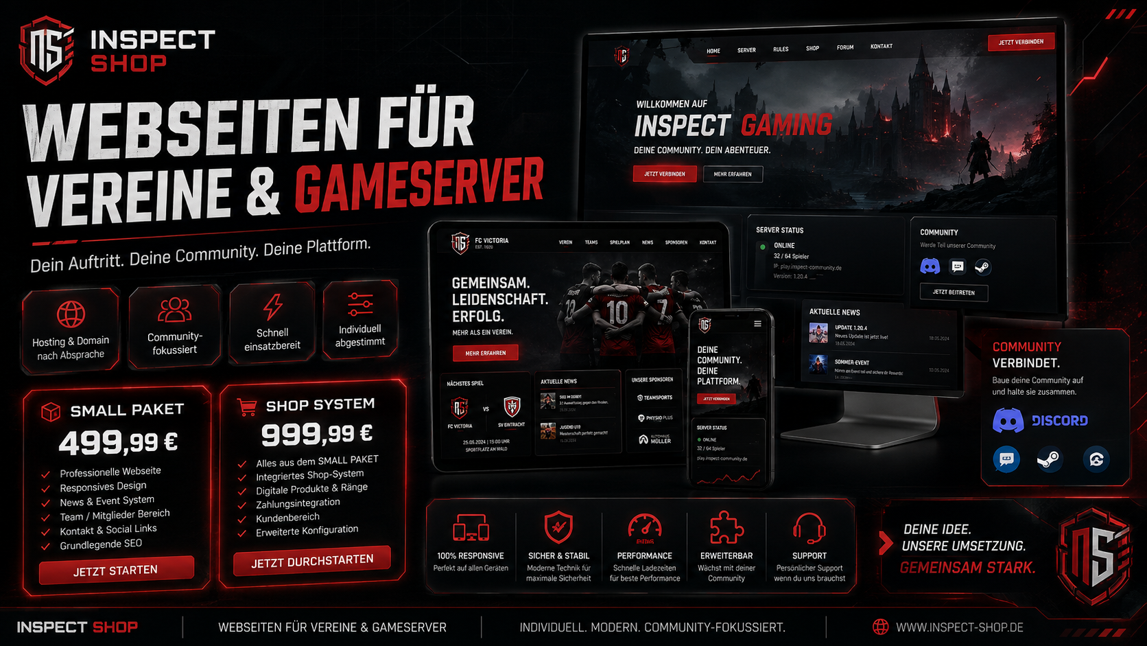 Webseiten für Vereine & Gameserver